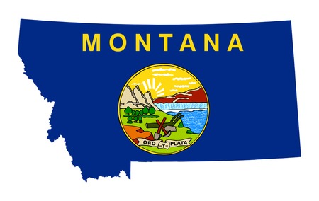 State of Montana flag map isolated on a white background, U.S.A.の写真素材