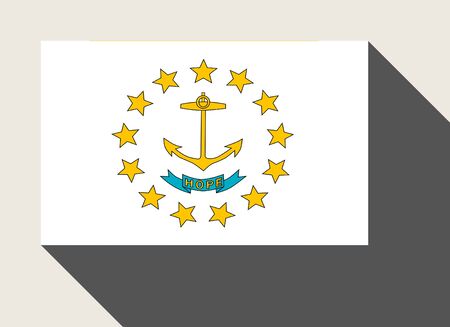 American State of Rhode Island flag in flat web design style.の写真素材