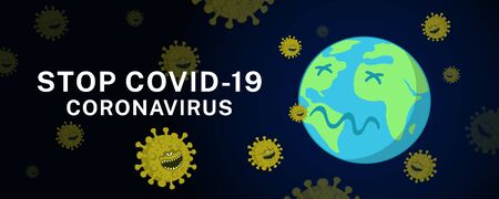 The World Is Sick Because Of The Attack By The Covid-19 Corona Virus. Cartoon Concept Vector...