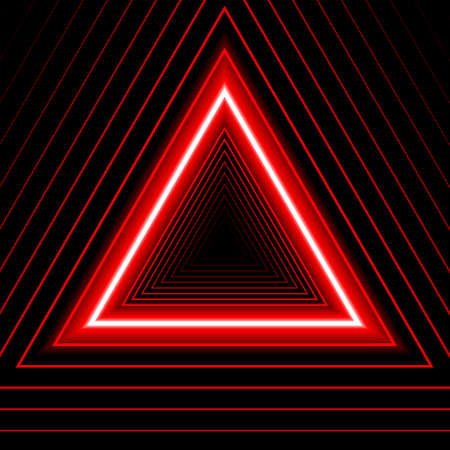 Triangle shape red lines glow neon on black