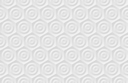 Abstract seamless pattern background. The circle is nested in a hexagon shape. 3D white gradient. Vector illustration.のイラスト素材