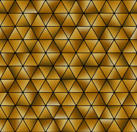 Abstract background triangle shape with rounded ends. Gold seamless hexagon geometric shape. Shiny gradient pattern. Vector illustration.のイラスト素材