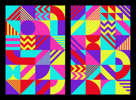 Simple background geometric shapes & lines, Bright Color. Universal abstract seamless pattern design...