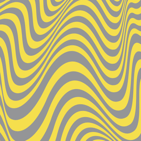 Illusion art designs with curves waves. Abstract background pattern. Trend color 2021 yellow and gray. For design publication, book cover, print, poster, tile, web design, wall. Vector illustration.のイラスト素材