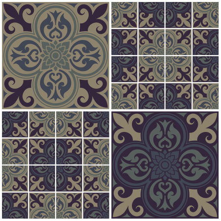 Abstract background seamless decorative pattern. Applied thai art style for cards, banner, brochures, flyers, posters, printing, flooring, walls, wallpaper, website, tiles. Vector illustration.のイラスト素材