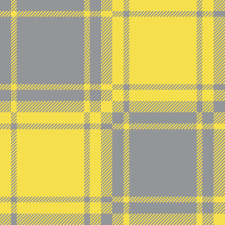 Plaid pattern background, color trend of the year 2021 yellow and gray, seamless pattern. Texture for fabric, tile, book cover, poster, flyer, magazine, packaging, wall. Vector illustration.のイラスト素材