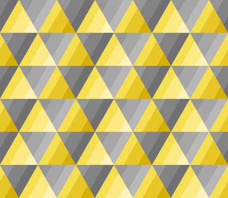 Yellow and gray gradient triangle shape. Seamless abstract background pattern.  Vector illustration.のイラスト素材