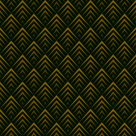 Gradient diamond shape background pattern. Seamless geometric shapes. Golden and black. Texture design for publication, textile, tile, cover, poster, flyer, banner, wall. Vector illustration.のイラスト素材