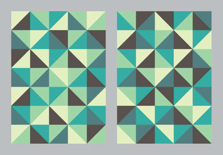 Abstract geometric pattern background. Bauhaus art style brown and green color. Triangle and square...