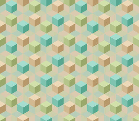Seamless abstract geometric pattern. Cube and hexagon shape background pastel color. Arranged zigzag manner. Texture design for textile, tile, cover, poster, flyer, banner, wall. Vector illustration.のイラスト素材