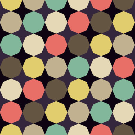 Geometric pattern octagon shape and four-pointed star. Seamless abstract background. Retro tones. Texture design for publication, textile, tile, cover, poster, backdrop, wall. Vector illustration.のイラスト素材