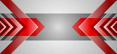 White hi-tech abstract background. Red gradient arrowhead pattern banner black stripes. Designs for card, cover, poster, flyer, backdrop, wall. Vector illustration.のイラスト素材
