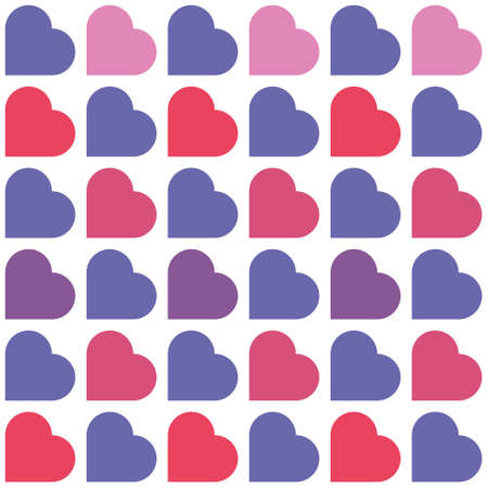 Heart shape seamless background pattern. Color trend of the year 2022 very peri. Design texture for fabric, tile, banner, template, card, poster, backdrop, wall. Vector illustration.のイラスト素材