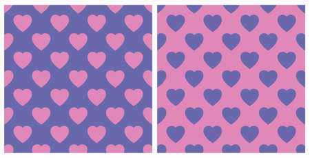 Background pattern seamless heart shape. Color trend of the year 2022 very peri. Design texture elements for fabric, tile, banner, template, card, cover, poster, backdrop, wall. Vector illustration.のイラスト素材
