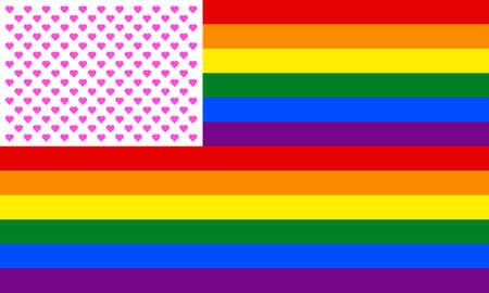 Rainbow striped flag. Homosexual valentine day concept. Gay and LGBTQIA pride. Design texture for fabric, banner, poster, backdrop, wall. Vector illustration.のイラスト素材