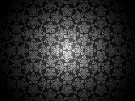 Damask-style Thai art pattern background. Luxurious shiny silver pentagon shape. Vector...