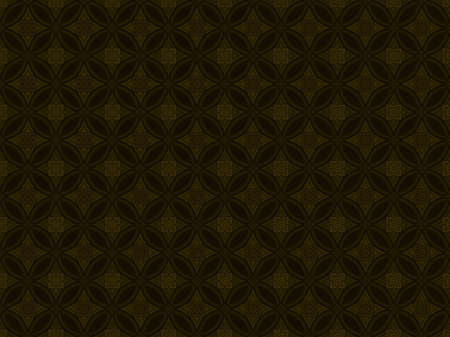 Seamless modern Thai art pattern. Brown circle and square shape dark background. Vector...