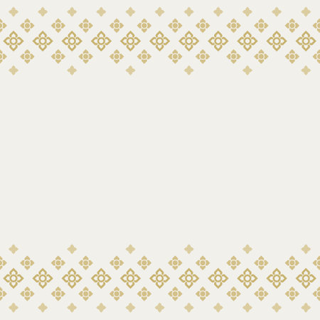 Contemporary Thai art in a seamless modern style. Large and small square line flower patterns. Light brown background. Vector illustration.のイラスト素材