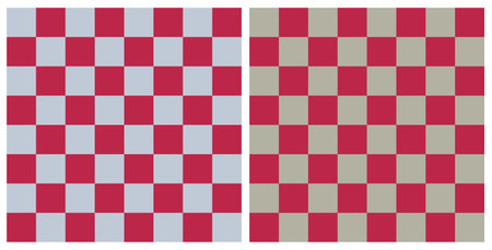 Seamless checkered pattern background. Trend color of the year 2023 Viva Magenta. Design texture elements for fabric, tile, banner, template, card, cover, poster, backdrop, wall. Vector illustration.のイラスト素材