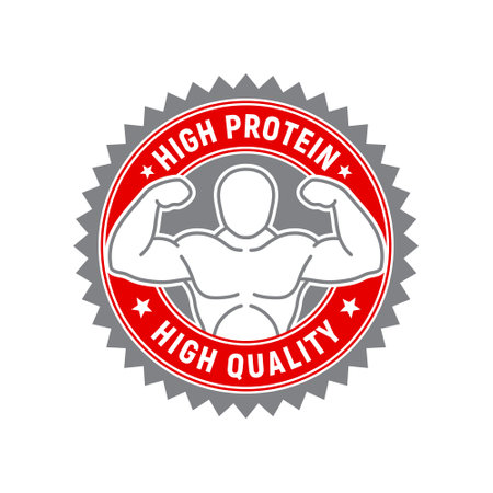 High quality product label, badge, stamp or  template with strong bodybuilderのイラスト素材
