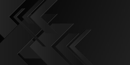 Multi-layer gray arrowhead-shaped cut-out paper. Black gradient abstract background. Design element for template, card, cover, banner, poster, backdrop, wall. Vector illustration.のイラスト素材