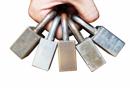 Hold the locks by handの写真素材