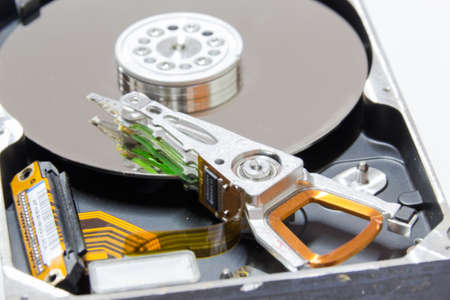 close-up of a computer hard disk  