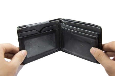 Open a blank billfold on the white background