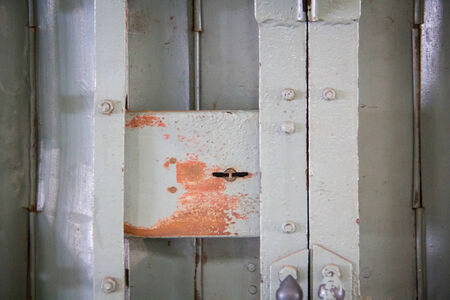 hole key on the steel door .の写真素材