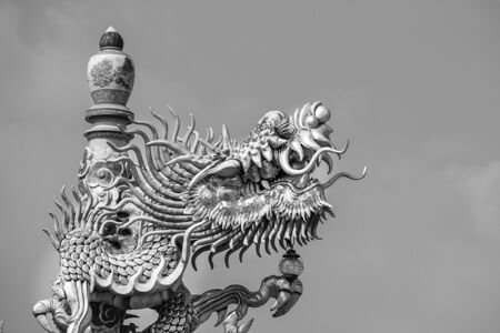 Head of dragon statue on the sky .の写真素材