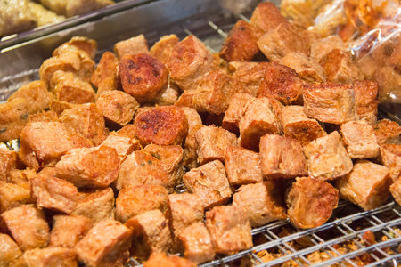 chicken meat filled in bean curd sheetの写真素材