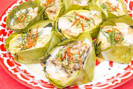 Steamed curried fish, Thai food