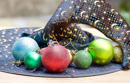 Colorful ball on the black magic hatの写真素材