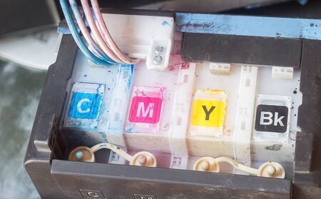 Cartridges of printer with CMYK color