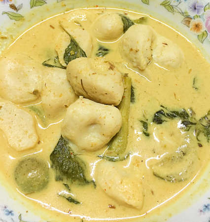 chicken green curry with meat ball, Thai foodの写真素材