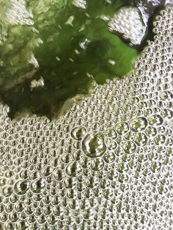 Clear bubble in the water with oxygen engine