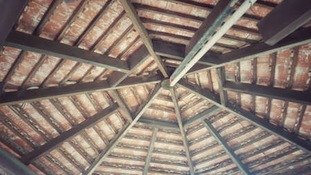 Ancient wood roof structureの写真素材