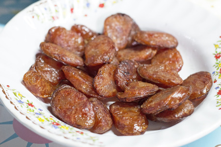 Chinese sausage slicedの写真素材