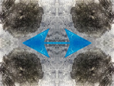 blue arrow on dirty concrete texture background
