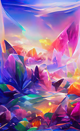 The art of colorful crystal backgroundの写真素材
