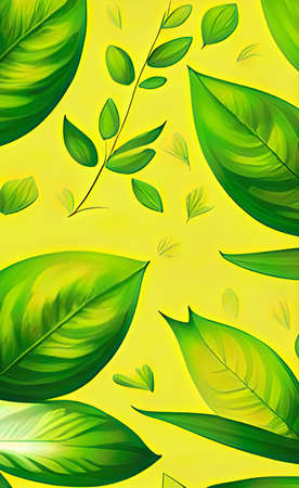 The green leaves illustration backgroundの写真素材