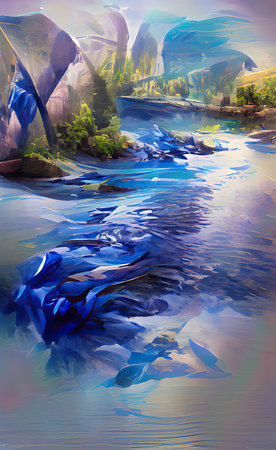 The art of long blue river illustration background