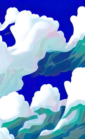 The illustration of cliff and sky cloud background