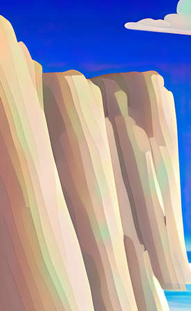 The illustration of cliff and sky cloud background