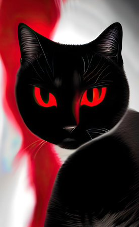 The illustration of black and red catの写真素材