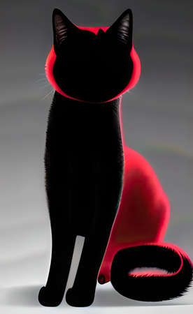 The illustration of black and red catの写真素材