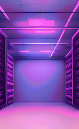 The illustration of blue empty room with cloudの写真素材