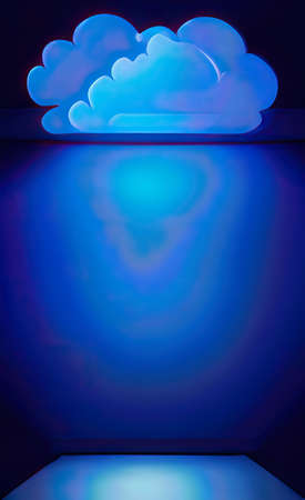 The illustration of blue empty room with cloud