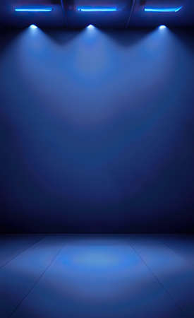 The illustration of blue empty room with cloudの写真素材