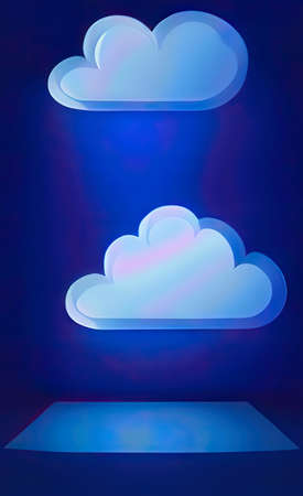 The illustration of blue empty room with cloud